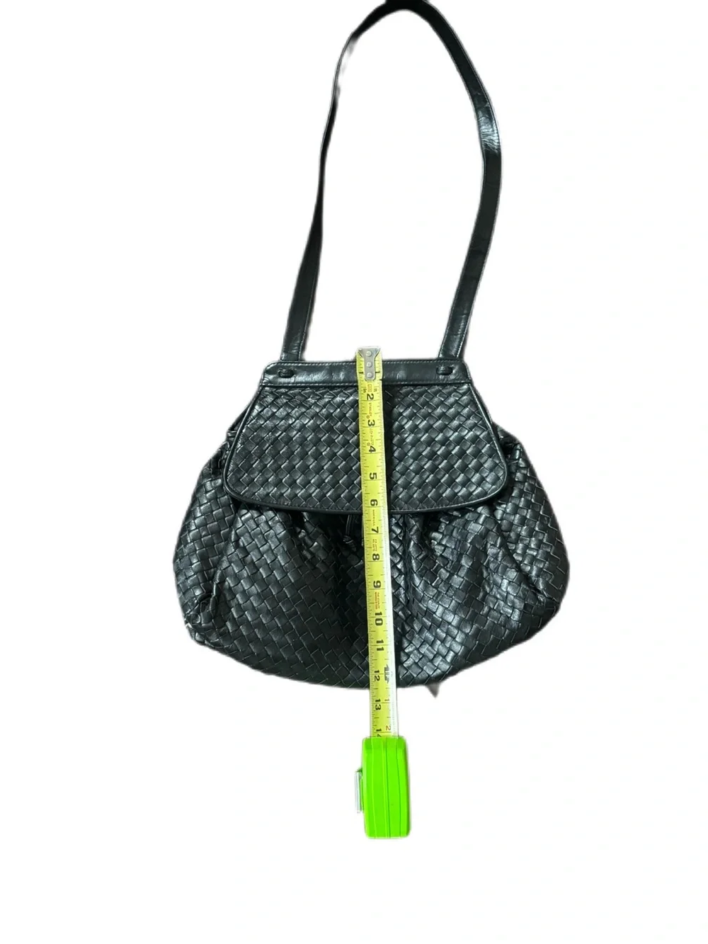 Vintage MEYERS Woven Leather Crossbody Bag Black Intrecciato Style Luxury Look